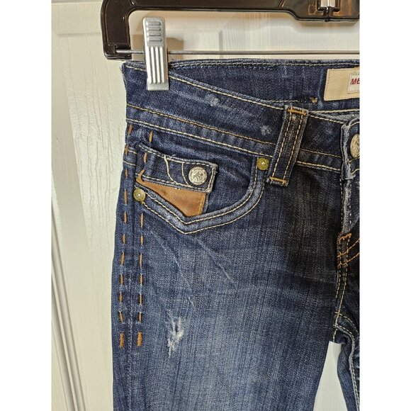MEK Boulder BootCut Jeans 25x31 Y2K VTG Embroidered Flap Pocket  Distressed HEMD - Picture 5 of 12